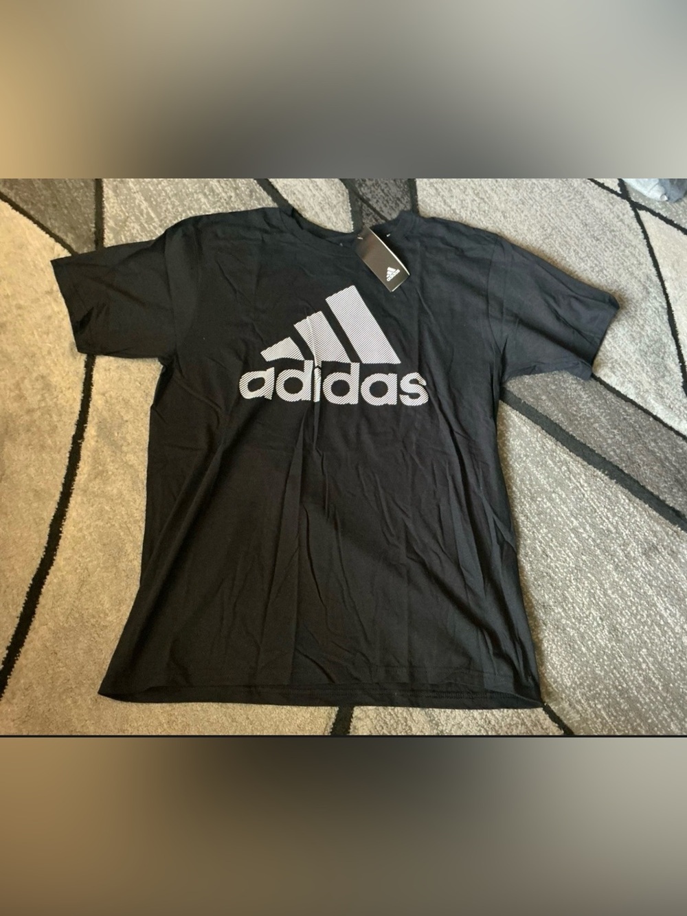Size Large - Adidas Logo Go-To Black Cotton Short Sleeve Tee Shirt
